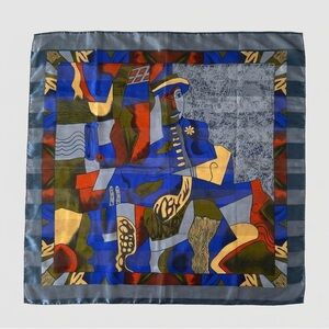 Picasso Style Abstract Cubist Silk Feel Scarf - Bold Geometric Art Print